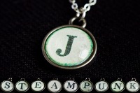 Steampunk Typwriter Key Letter J Pendant