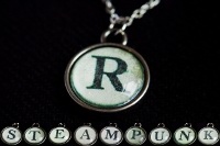 Steampunk Typwriter Key Letter R Pendant