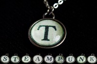 Steampunk Typwriter Key Letter T Pendant