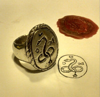 Empire LARP Seal Ring with Snake Star and Crescent Motif